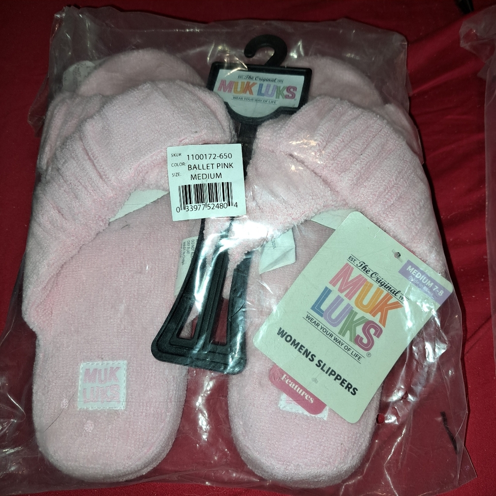 Muk Luks Maelle Women's Toweling Slippers, Ballet Pink, Sizes M, L, XL - Picture 5 of 6